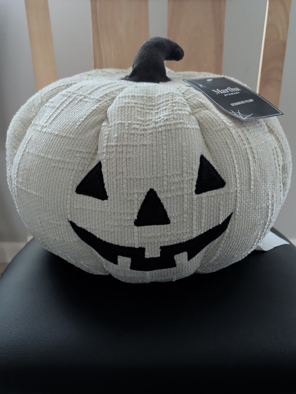 Martha Stewart Cream and Charcoal Pumpkin Decorative Pillow NWT